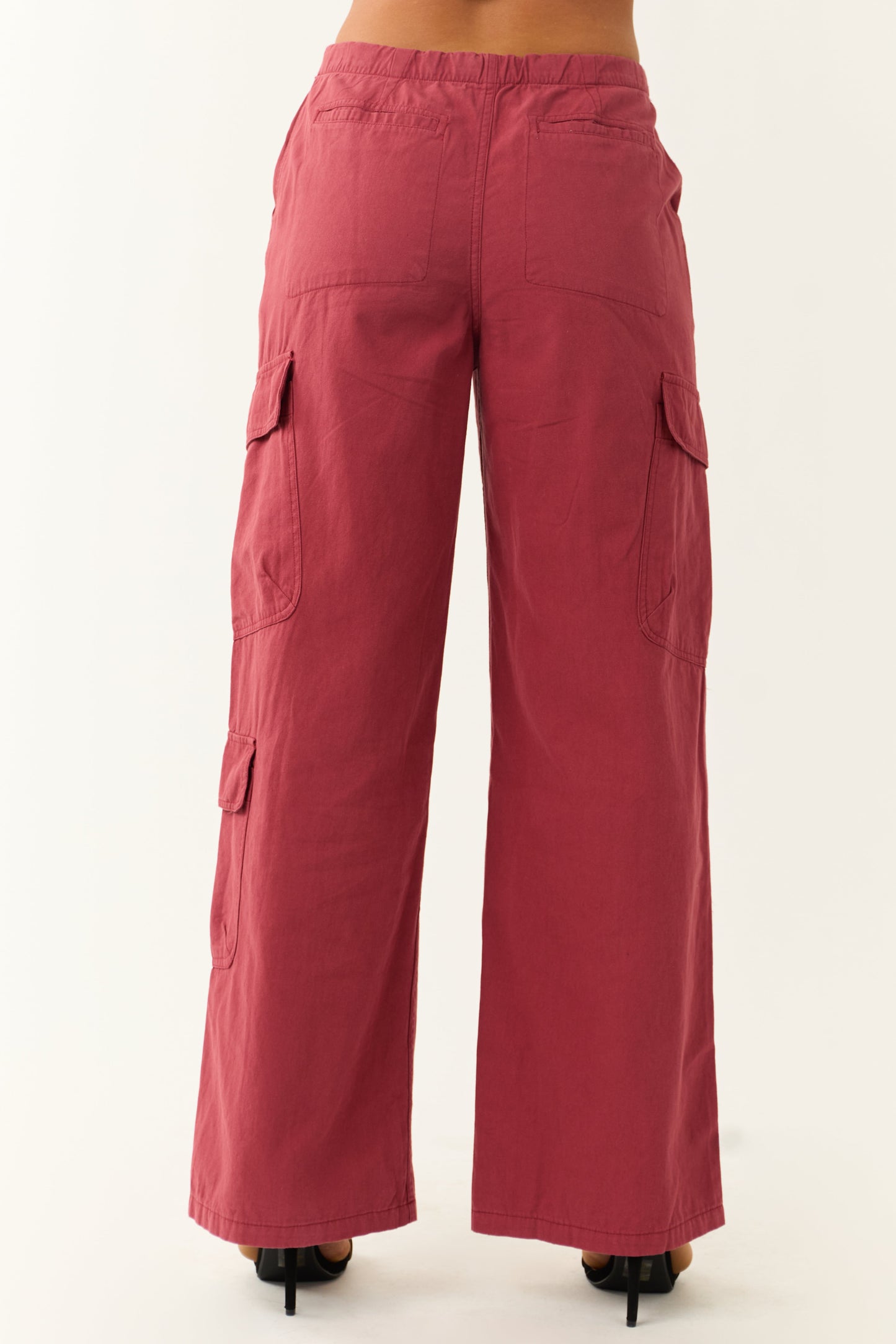 Women Brick Mid Rise Wide Leg Cargo Pants